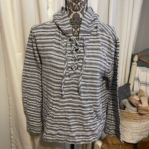 Roxy Hooded Pullover Front Pockets Navy Size Large